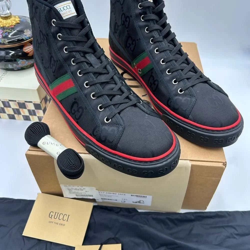 Men's Gucci tennis 1977 high top sneakers size 15.5 made in Italy